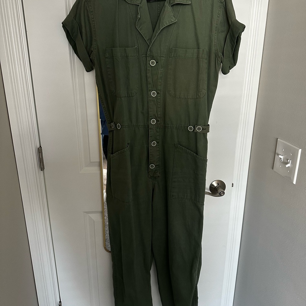 Pistola Dark Green Button-Up Jumpsuit